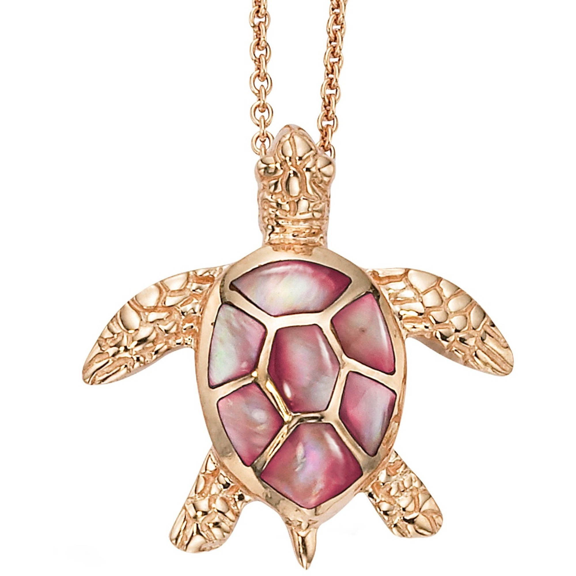 Sea Turtle 14K Rose Gold Inlay Pendant Necklace | Kabana