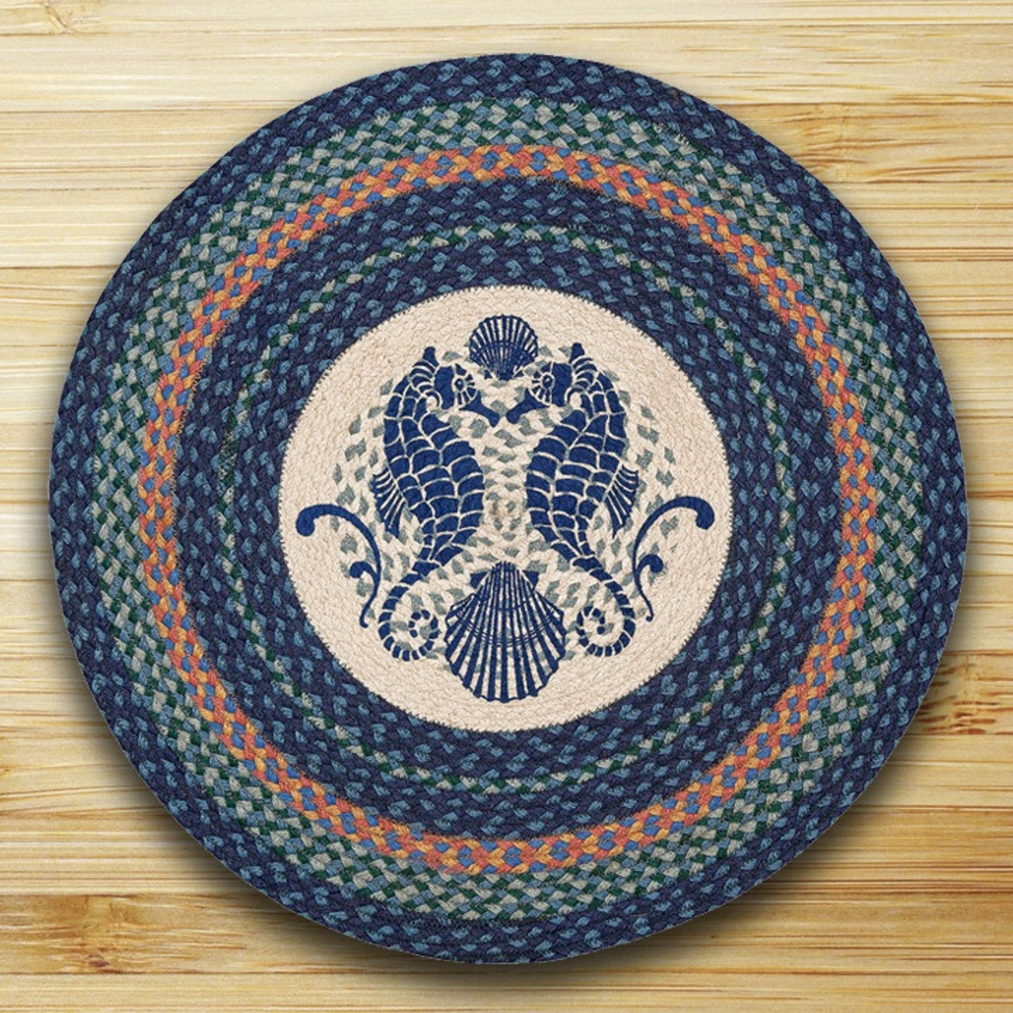 Seahorse Round Braided Rug Area Rug