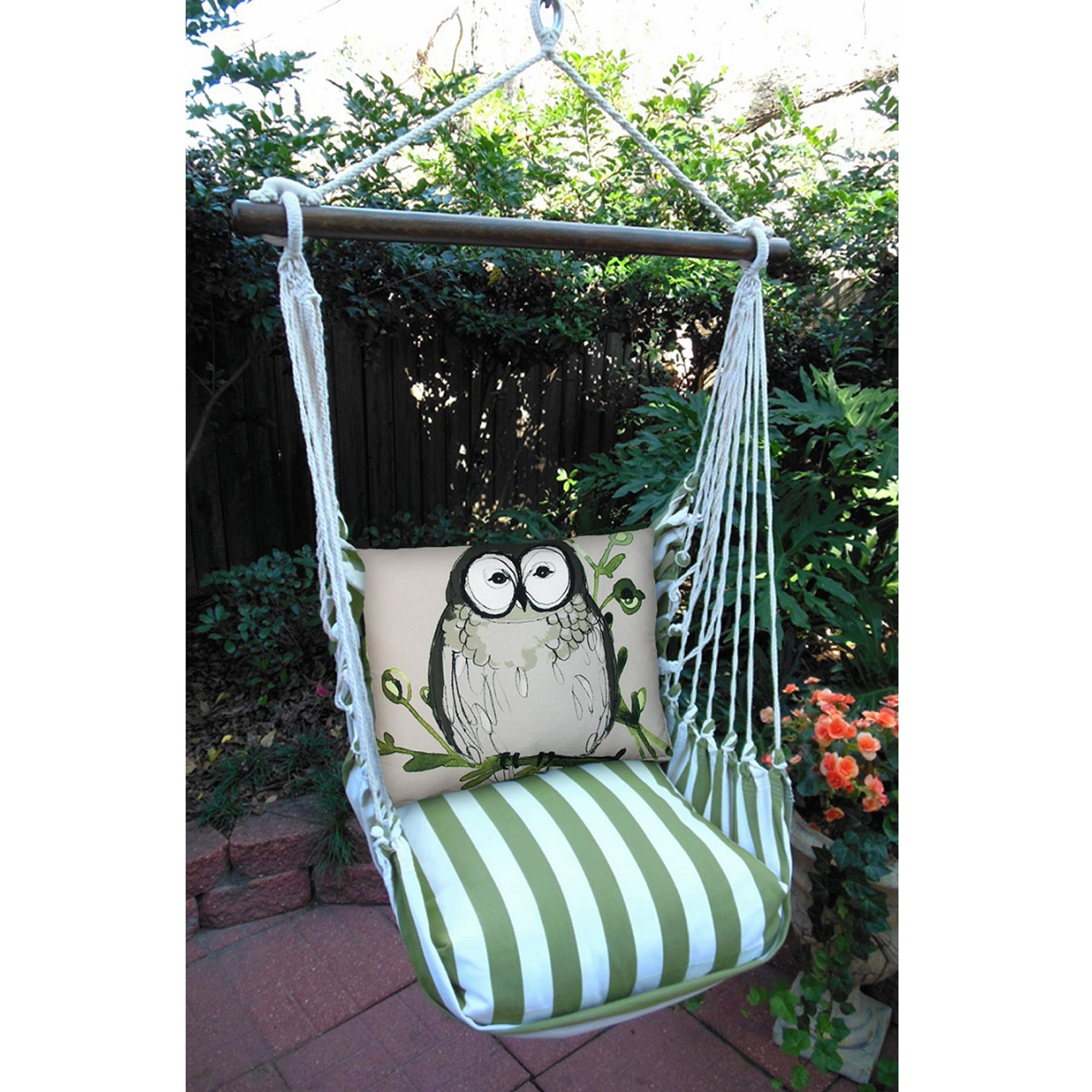 Owl Striped Hammock Chair Swing Summer Palm Magnolia Casual