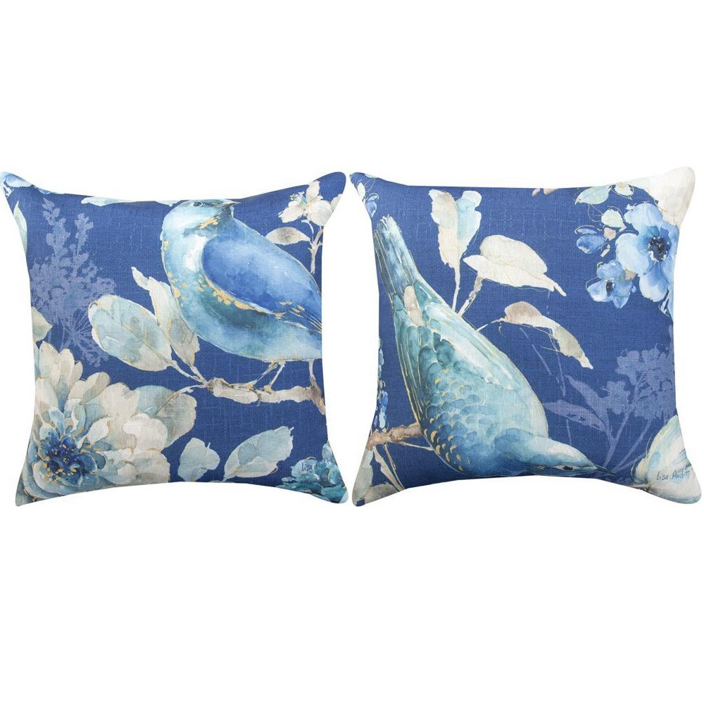 Bird Indigo Reversible Pillow Set Indoor Outdoor Manual Woodworkers