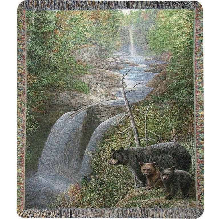 Bear and Cubs Tapestry Throw Autumn Mist Blanket Manual Woodworkers