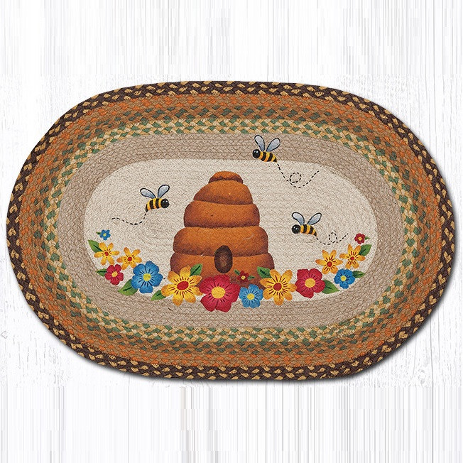 Bee and Hive Oval Braided Rug Capitol Earth Rugs Bee Area Rug