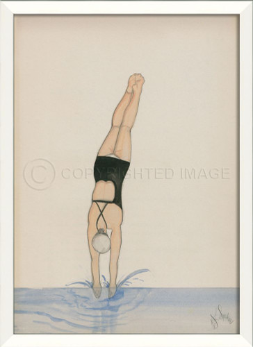 Diver In Black Framed Wall Art