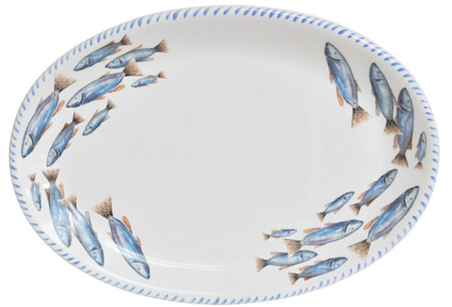 Blue School of Fish Oval Platter