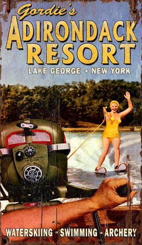 Lake Resort Skier Sign - Custom