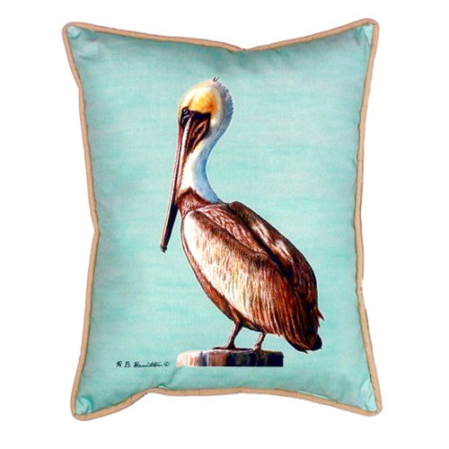Teal Pelican Indoor-Outdoor Pillow