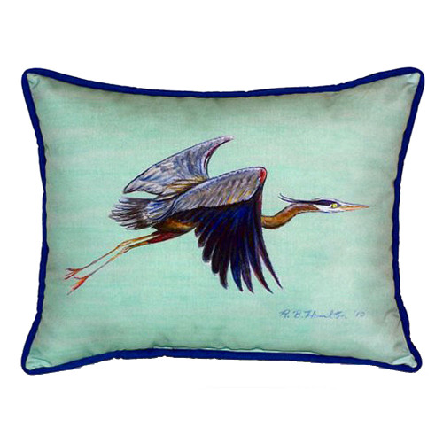 Teal Blue Heron Indoor-Outdoor Pillow