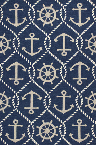 Navy Blue Rope and Anchor Marina Area Rug