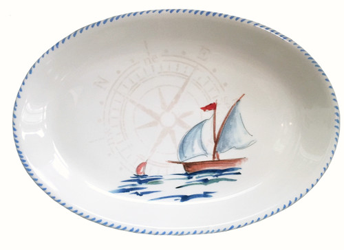 Sailboat Large Oval Serving Platter