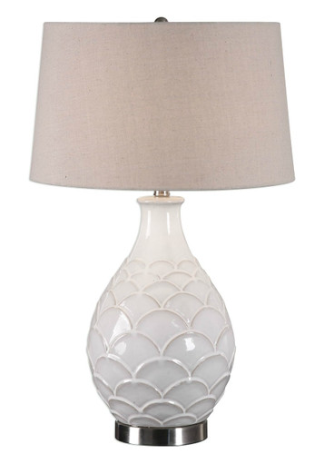 Camellia Glossed White Table Lamp