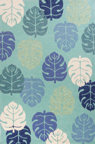 Turquoise and Blue Palms Indoor-Outdoor Area Rug
