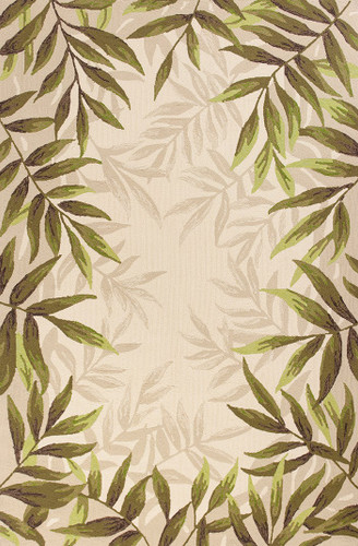 Greenery Palm Bordered Indoor-Outdoor Area Rug