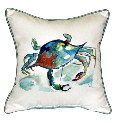 Watercolor Blue Crab Beach Cottage Pillow