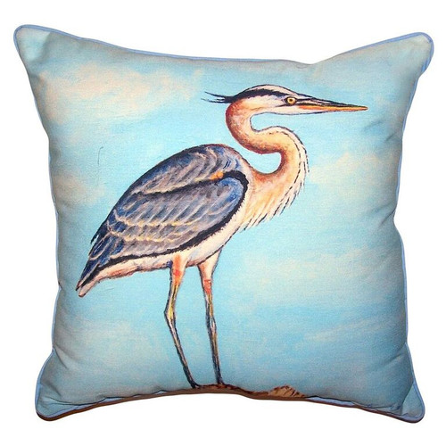 Blue Heron on PIer Indoor-Outdoor Pillow