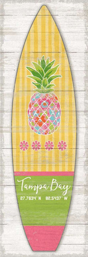 Yellow Striped Pineapple Surfboard Custom Art