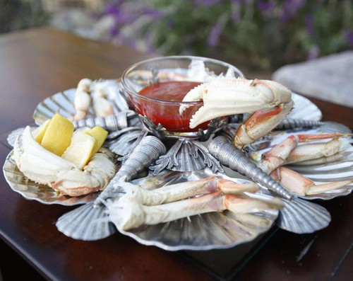 Polished Pewter Marine Life Serving Tray