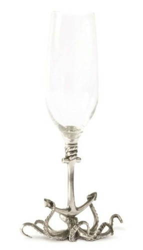 Octopus Pewter Stem Champagne Flute- Set of 2