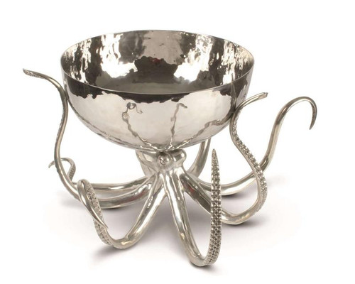 Octopus Pewter Steel Ice Tub Punchbowl