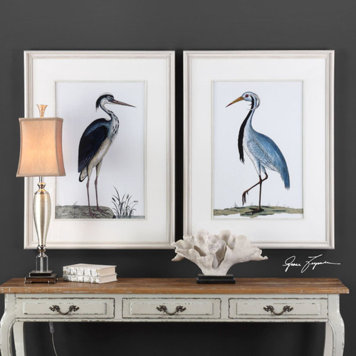 Shore Bird Art Framed in White Art