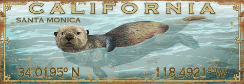 Otter Love Latitude-Longitude Beach Sign