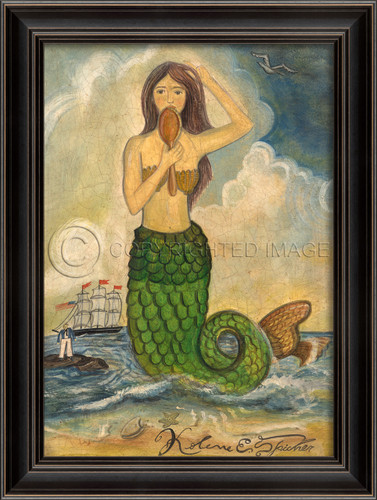 Mermaid Looking In Mirror Wall Art