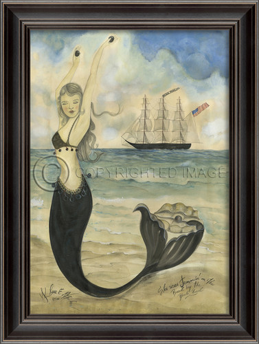 Black Pearl Oyster Lounge Mermaid Wall Art