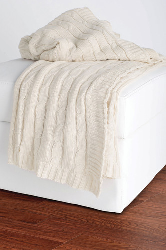Cream Cable Knit Throw