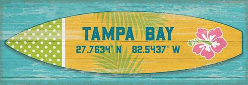 Bright Tropical Flora Surfboard Latitude Custom Sign