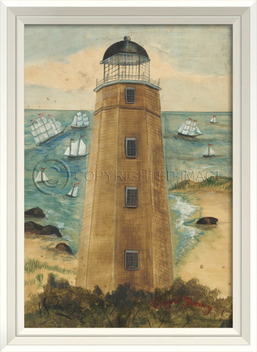 Cape Henry Lighthouse Art with White Frame