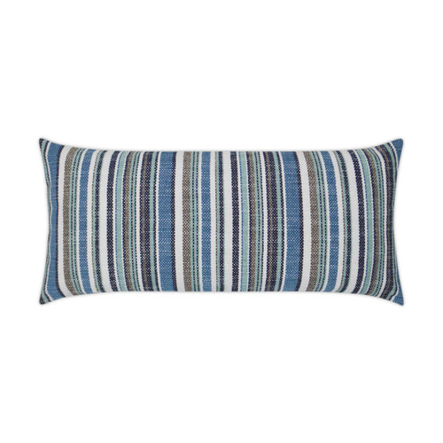 Fancy Navy Stripe Lumbar Indoor-Outdoor Lux Pillow