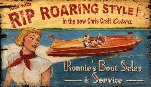 Rip Roaring Chris Craft Style Art Sign