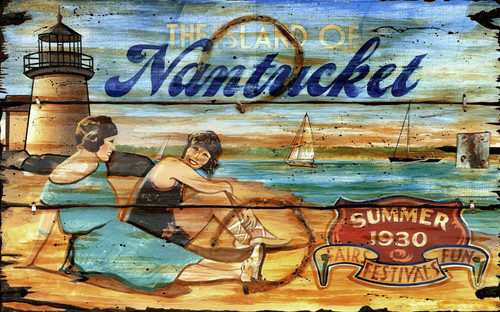 Lighthouse Vintage Art Sign
