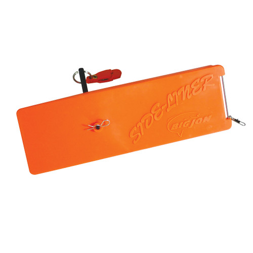 Big Jon's 9 inch "Side-Liner" is the only in-line planer with built-in rattles, that will attract fish from a distance. This in-line planer will take your lure out from the sides of your boat. The Side-Line attaches directly to your fishing line, so there is no need for a planer mast.