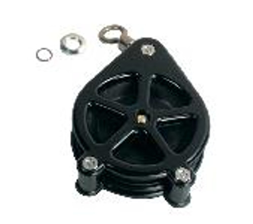 5 spoke tip pulley with 12/0 swivel, retainer and retainer ring. Mounts to end of the downrigger boom.