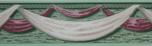 Duro Vintage Wallpaper Border Maroon and White Swags
