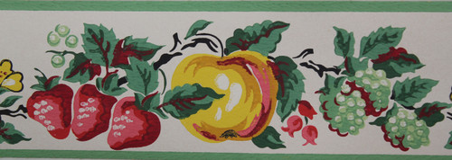 Imperial Vintage Wallpaper Border Fruit White
