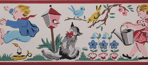 Imperial Vintage Wallpaper Border Jack Be Nimble Nursery Rhyme White