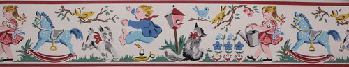 Imperial Vintage Wallpaper Border Jack Be Nimble Nursery Rhyme White