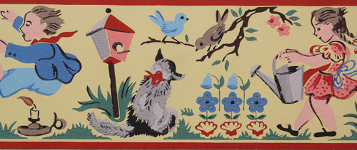 Imperial Vintage Wallpaper Border Jack Be Nimble Nursery Rhyme Yellow