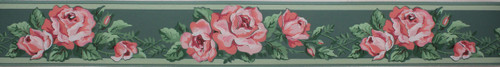 Imperial Vintage Wallpaper Border Pink Roses