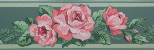Imperial Vintage Wallpaper Border Pink Roses