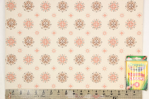 1950s Vintage Wallpaper Brown and Salmon Geometric