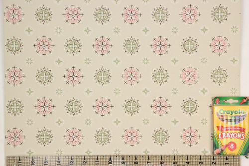1950s Vintage Wallpaper Pink and Green Geometric