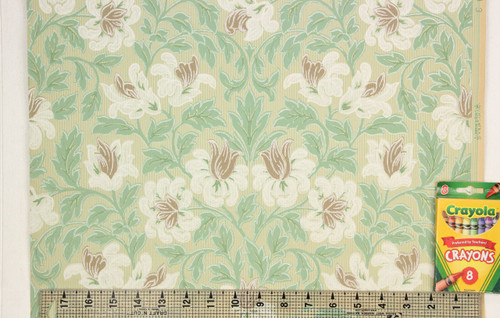 1930s Vintage Wallpaper White and Brown Flowers