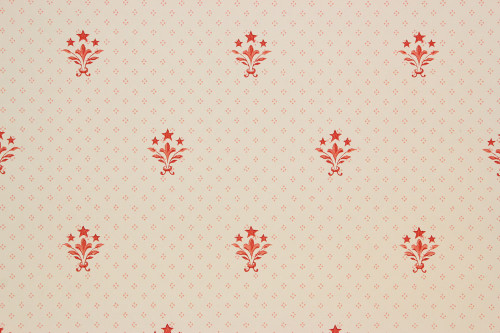 1940s Vintage Wallpaper Red Fleur de lis