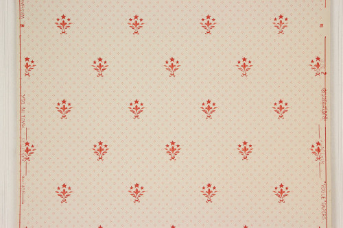 1940s Vintage Wallpaper Red Fleur de lis
