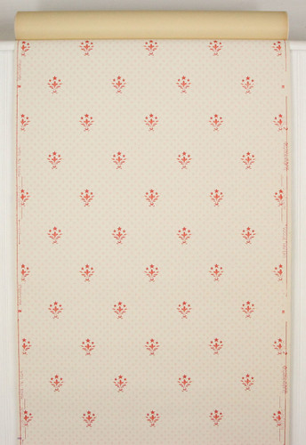 1940s Vintage Wallpaper Red Fleur de lis