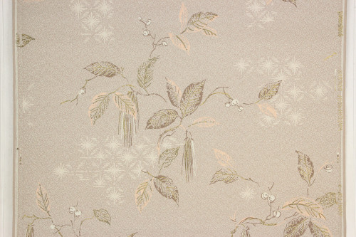 1950s Vintage Wallpaper Mid Century Gold Leaves on Beige