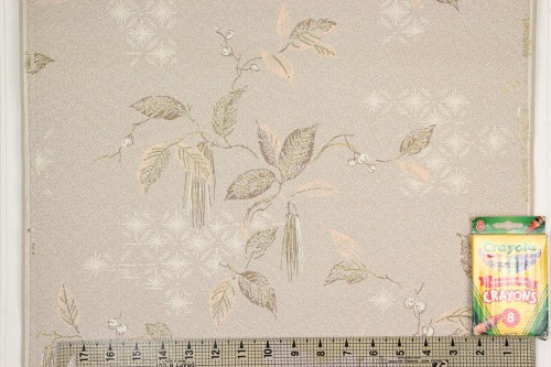 1950s Vintage Wallpaper Mid Century Gold Leaves on Beige