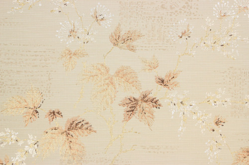 1950s Vintage Wallpaper Mid Century Leaves on Off-White